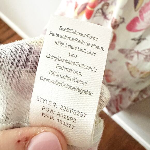 Hale Bob Butterfly 100% Linen Midi Spaghetti Strap Sun Dress women's size small - Picture 10 of 12